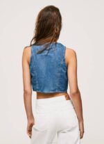 žene traper skraćeni fit traper prsluk Pepe Jeans JZ8H319 - Slika 4