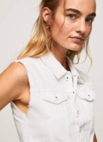 žene traper traper prsluk s izvezenim cvjetovima Pepe Jeans JZ8H130 - Slika 4