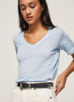 žene zaljev lanena majica s v-izrezom Pepe Jeans JZ8H466