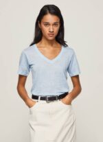 žene zaljev lanena majica s v-izrezom Pepe Jeans JZ8H466 - Slika 3