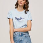 žene zaljev pamučna majica s gradijentnim logotipom Pepe Jeans JZ8H422